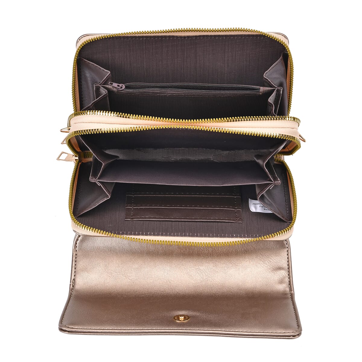 Tin Gold Faux Leather Crossbody Bag (7.87x1.97x4.72) with Adjustable Shoulder Strap image number 4