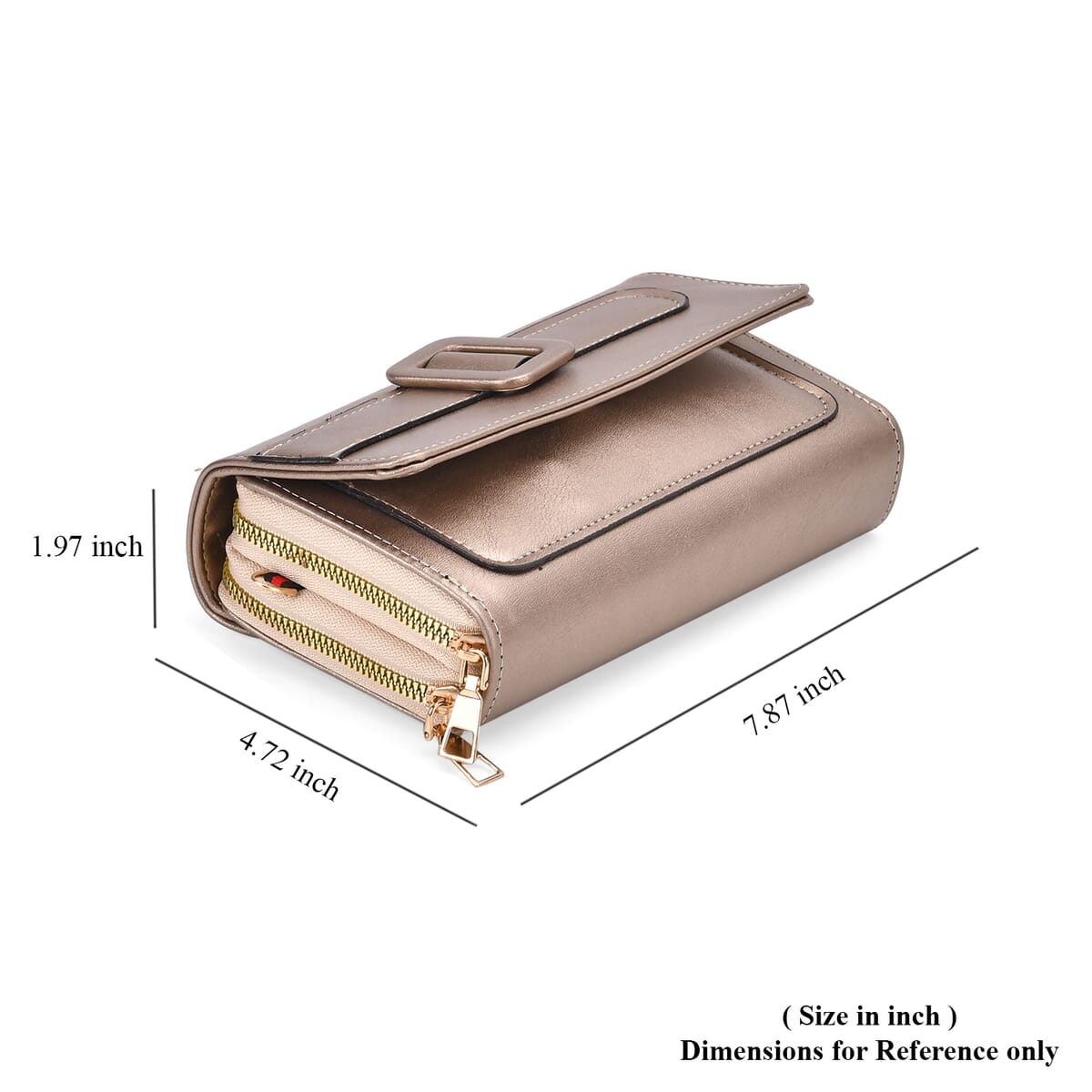 Tin Gold Faux Leather Crossbody Bag (7.87x1.97x4.72) with Adjustable Shoulder Strap image number 6