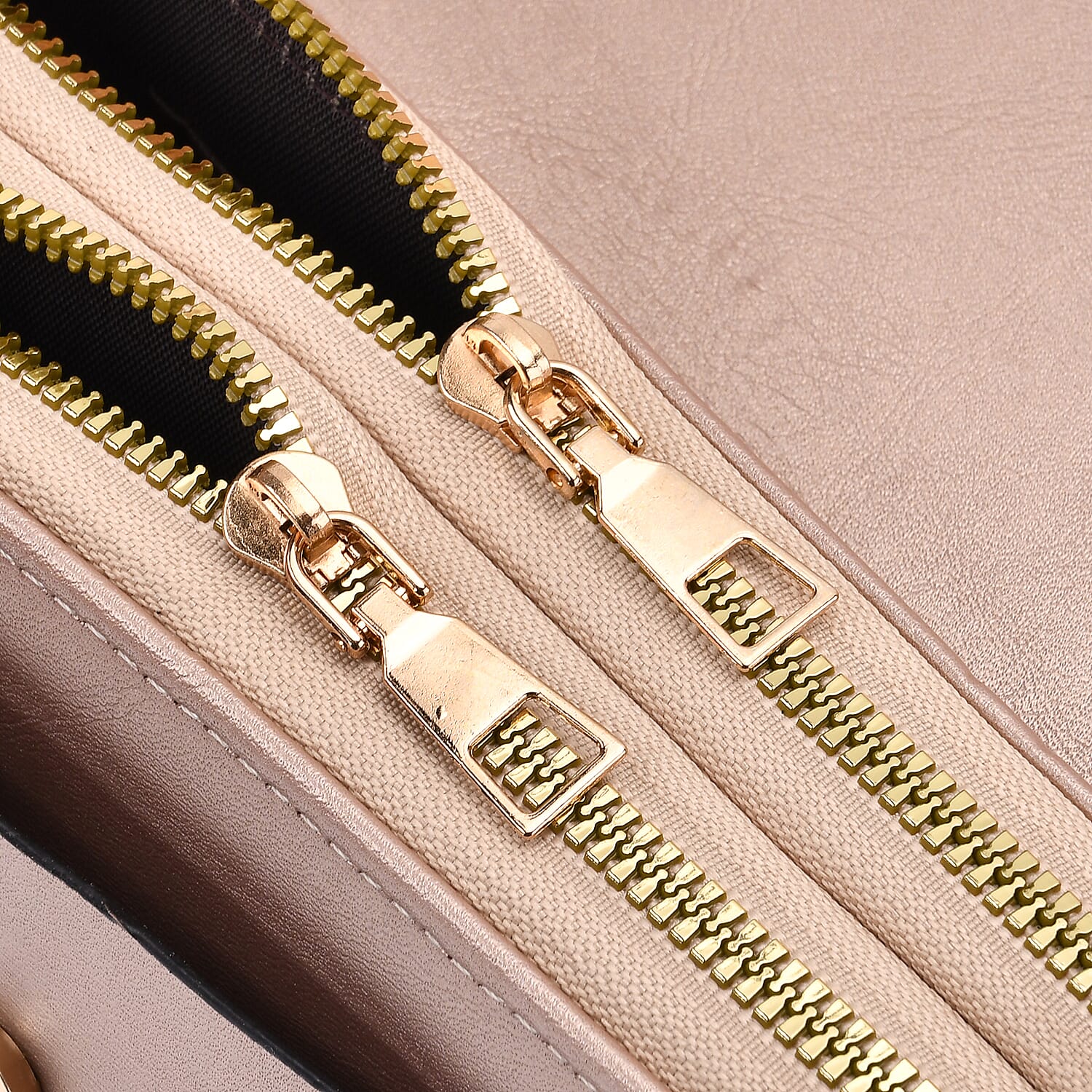 Champagne Faux Leather Crossbody Bag (7.87x1.97x4.72) with Adjustable Shoulder Strap