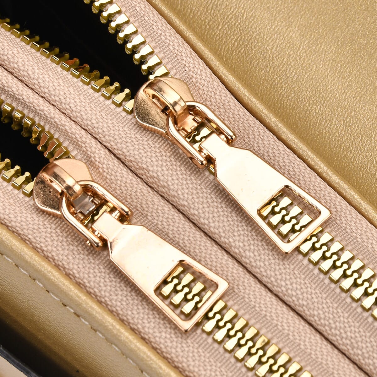 Gold Faux Leather Crossbody Bag (7.87x1.97x4.72) with Adjustable Shoulder Strap image number 5