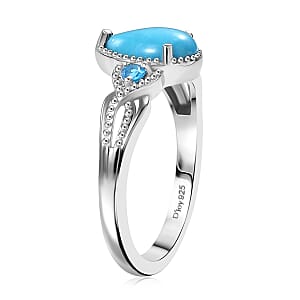 D'Joy Premium Sleeping Beauty Turquoise and Malgache Neon Apatite 1.40 ctw Infinity Ring in Platinum Over Sterling Silver (Size 7.0)