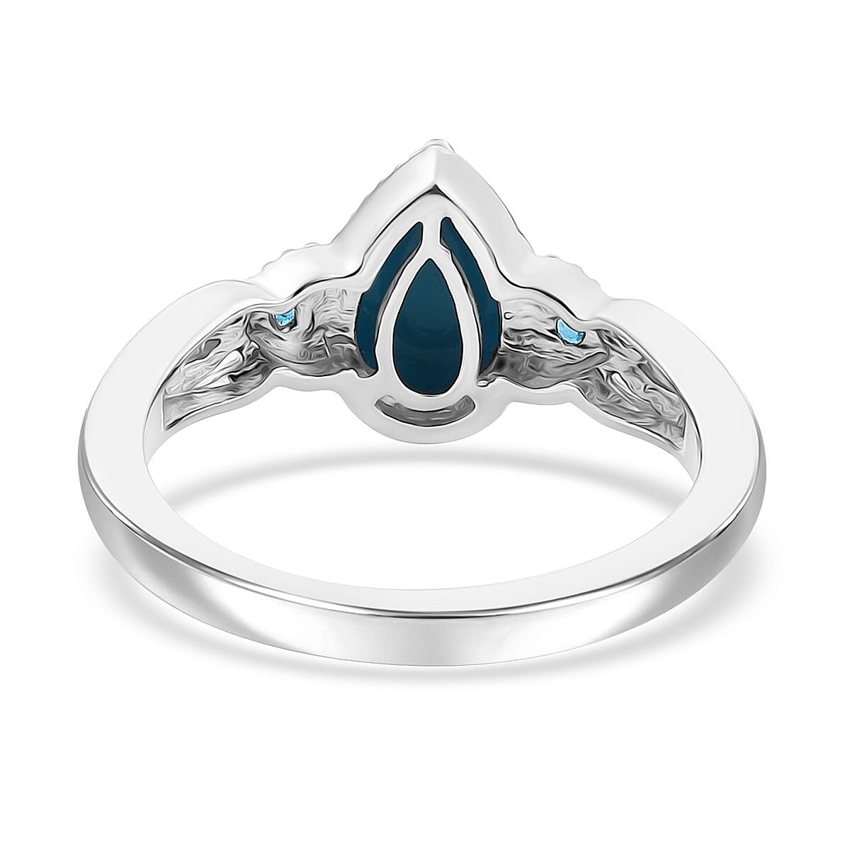 Premium Sleeping Beauty Turquoise and Malgache Neon Apatite 1.40 ctw Infinity Ring in Platinum Over Sterling Silver (Size 9.0) image number 4