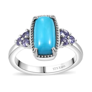 Karis Premium Sleeping Beauty Turquoise and Tanzanite 2.70 ctw Ring in Platinum Bond (Size 8.0)