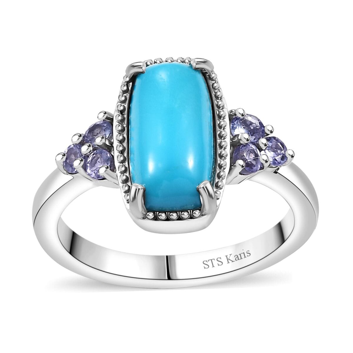 Karis Premium Sleeping Beauty Turquoise and Tanzanite 2.70 ctw Ring in Platinum Bond (Size 9.0) image number 0