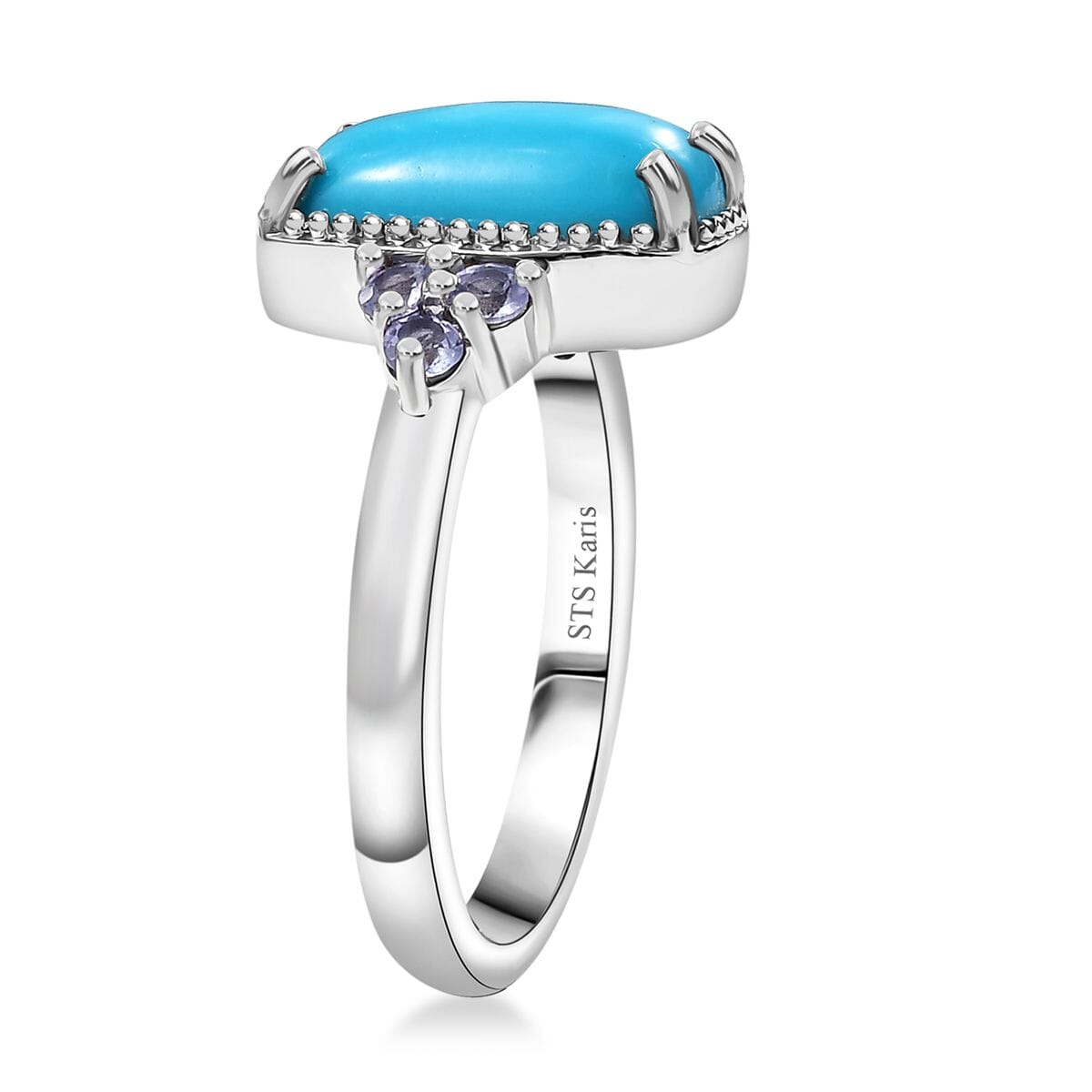 Karis Premium Sleeping Beauty Turquoise and Tanzanite 2.70 ctw Ring in Platinum Bond (Size 9.0) image number 3