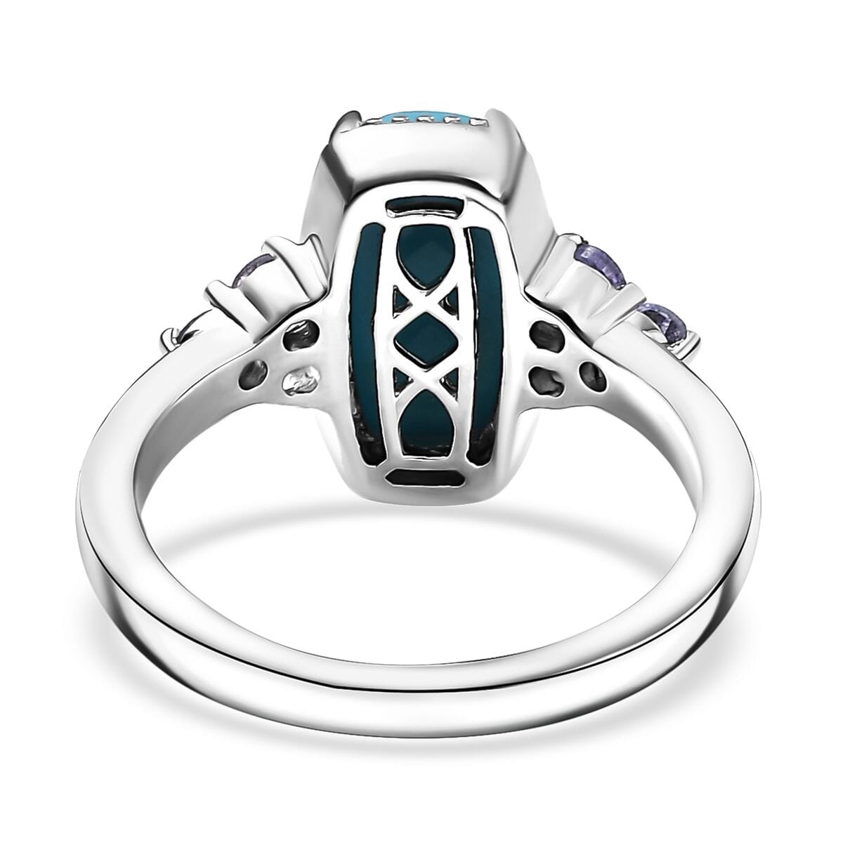 Karis Premium Sleeping Beauty Turquoise and Tanzanite 2.70 ctw Ring in Platinum Bond (Size 9.0) image number 4
