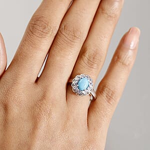 D'Joy Sleeping Beauty Turquoise and Tanzanite 1.50 ctw Azure Majesty Ring in Platinum Over Sterling Silver (Size 6.0)