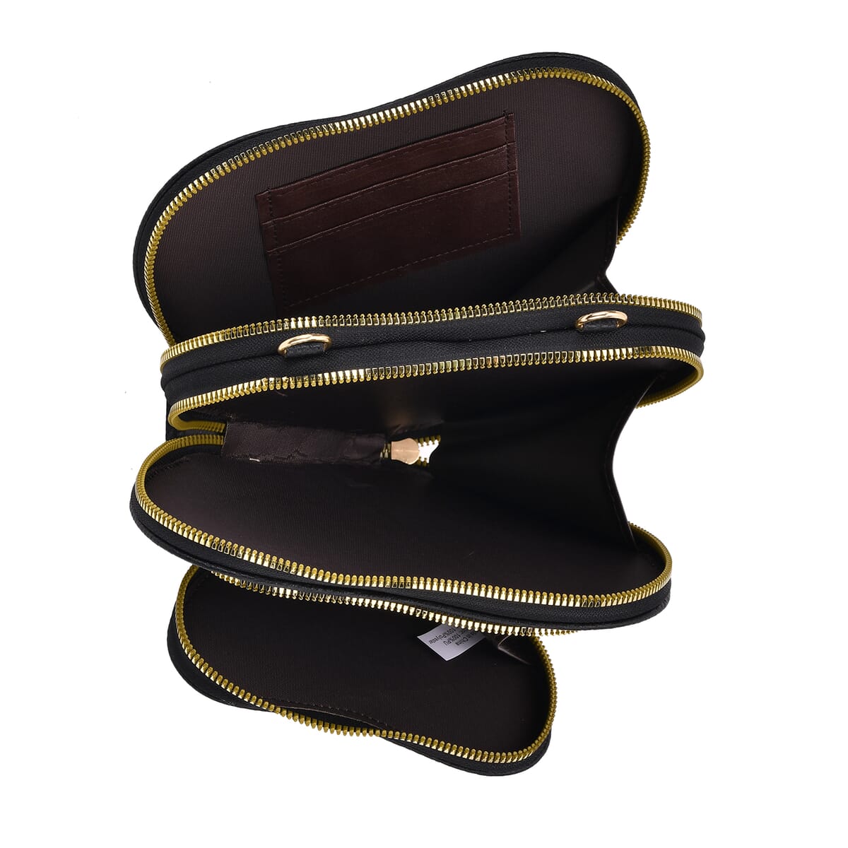 Black Heart Shape Faux Leather Crossbody Bag with Adjustable Shoulder Strap image number 4