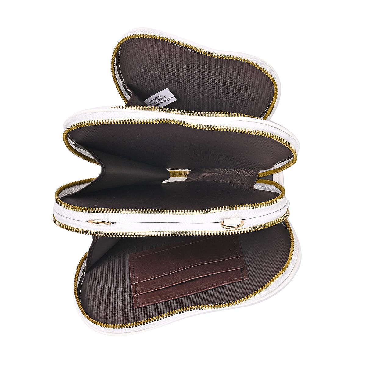 White Heart Shape Faux Leather Crossbody Bag with Adjustable Shoulder Strap image number 4