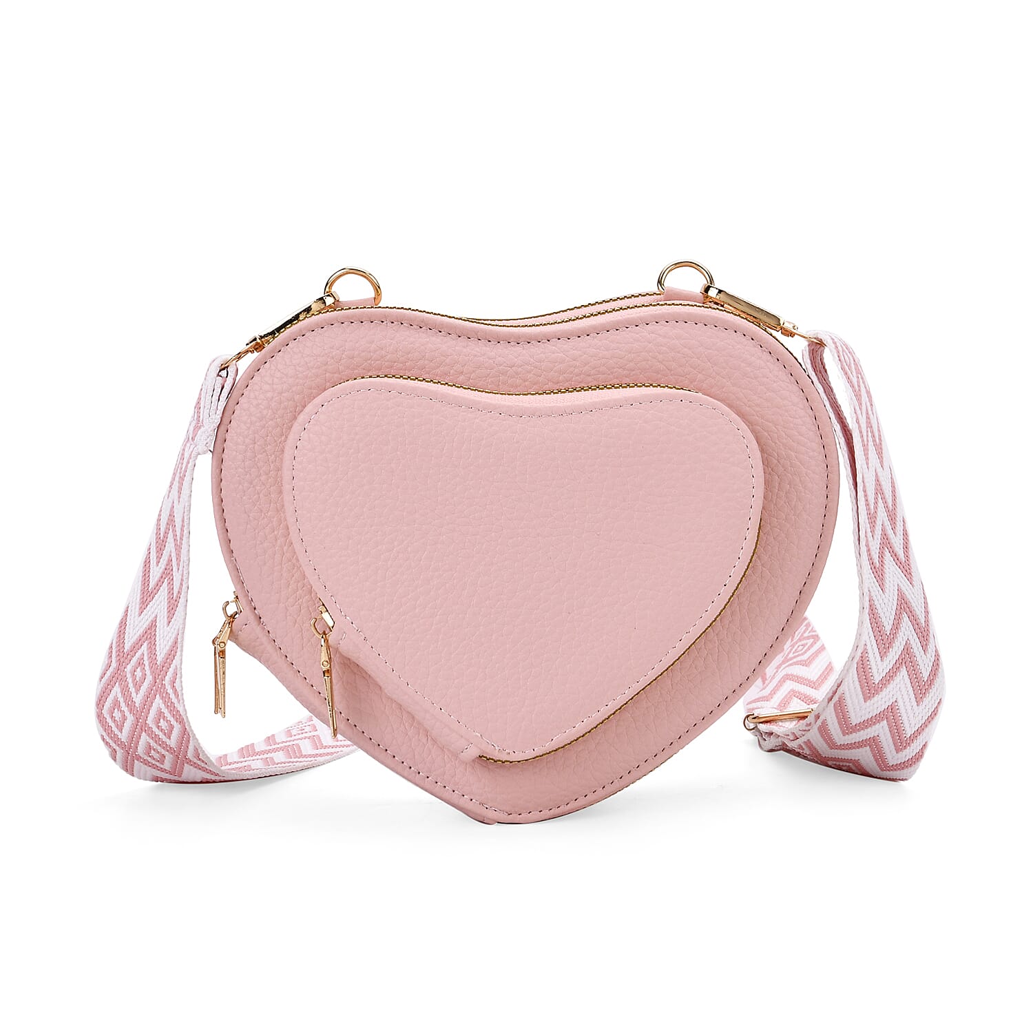Black Heart Shape Faux Leather Crossbody Bag (7.87"x1.97"x4.72") with Adjustable Shoulder Strap
