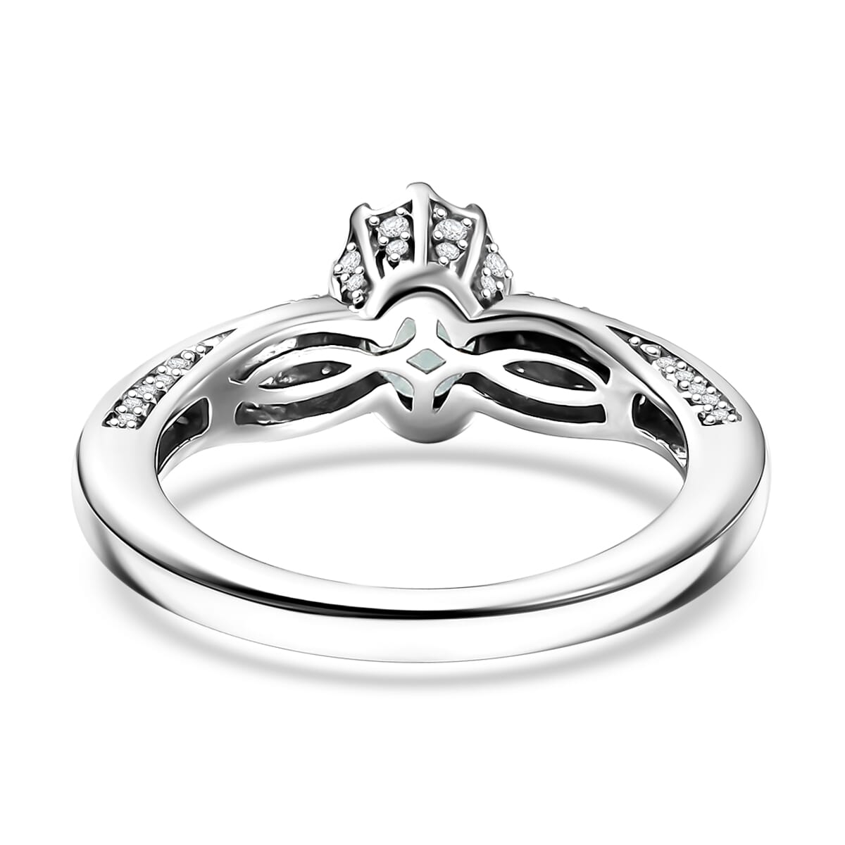 Grandidierite and White Zircon 1.60 ctw Crown Ring in Rhodium Over Sterling Silver (Size 9.0) image number 4