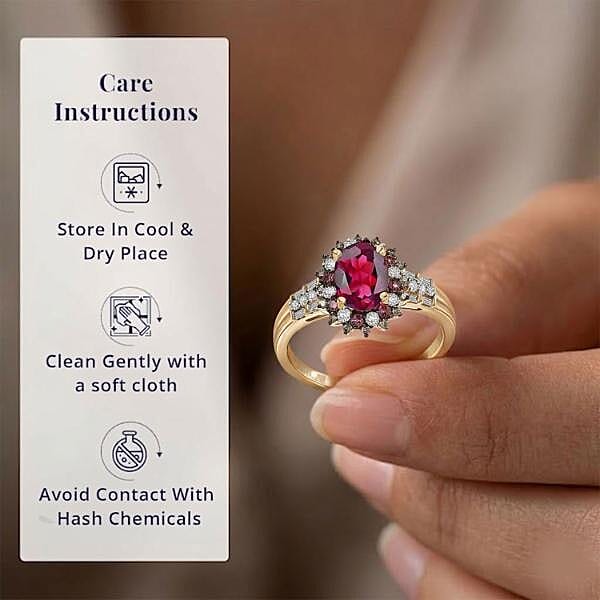 Luxoro AAA Radiant Ember Garnet, Padparadscha Sapphire, Natural Champagne and White Diamond I2 2.10 ctw Royal Bloom Ring in 10K Yellow Gold (Size  10.0)
