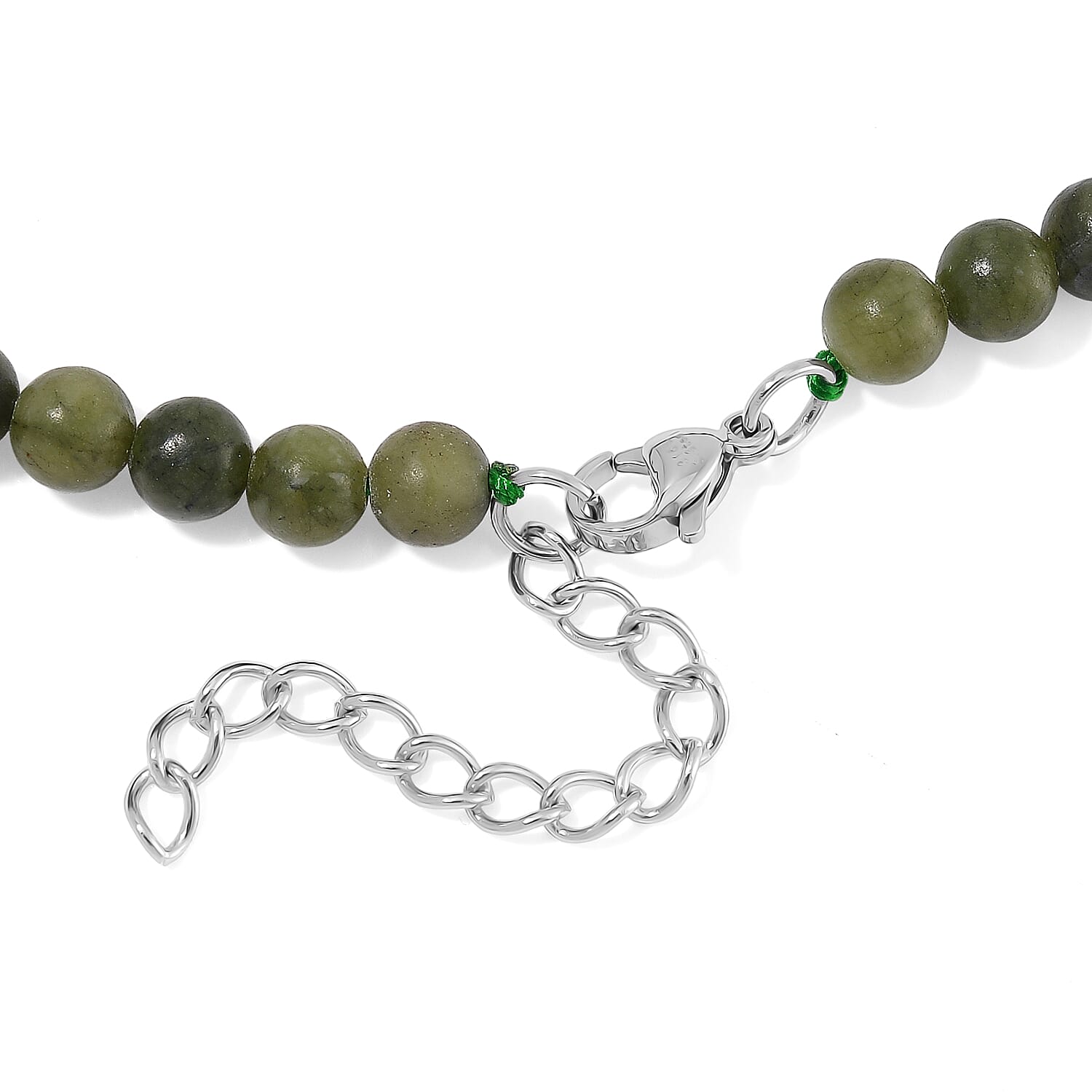 Connemara Marble 195.00 ctw Beaded and Heart Necklace in Stainless Steel 18-20 Inches