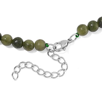 Connemara Marble 195.00 ctw Beaded and Heart Necklace in Stainless Steel 18-20 Inches