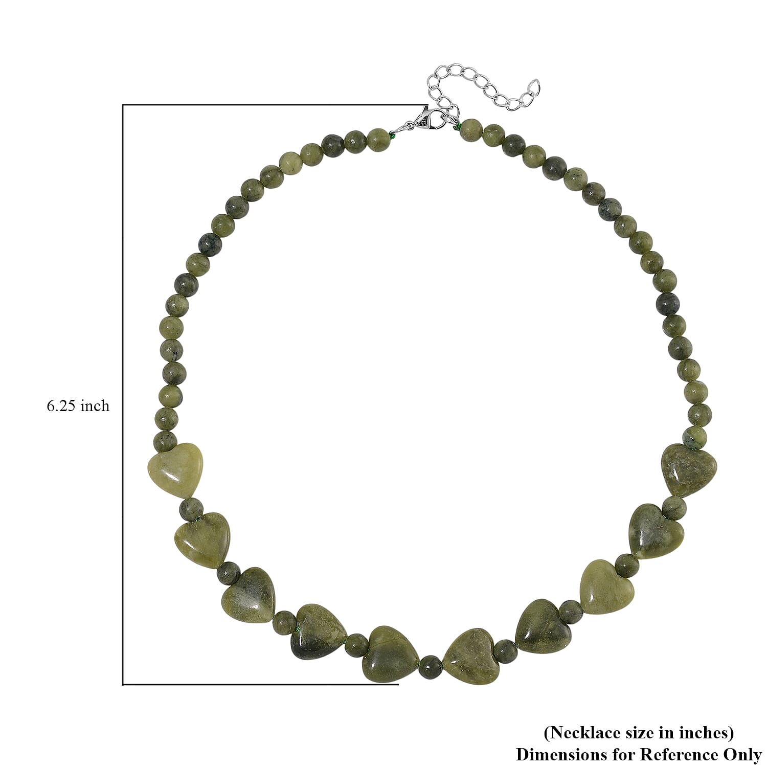 Connemara Marble 195.00 ctw Beaded and Heart Necklace in Stainless Steel 18-20 Inches