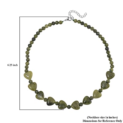 Connemara Marble 195.00 ctw Beaded and Heart Necklace in Stainless Steel 18-20 Inches