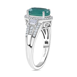 D'Joy Premium Grandidierite and Moissanite 3.65 ctw Royal Majesty Ring in Rhodium Over Sterling Silver (Size 10.0)