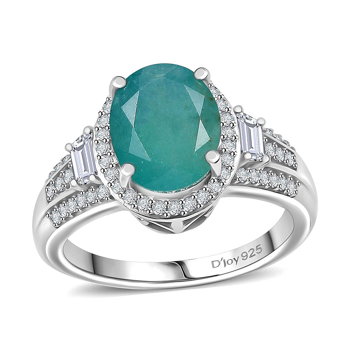 Premium Grandidierite and Moissanite 3.65 ctw Royal Majesty Ring in Rhodium Over Sterling Silver (Size 6.0) image number 0