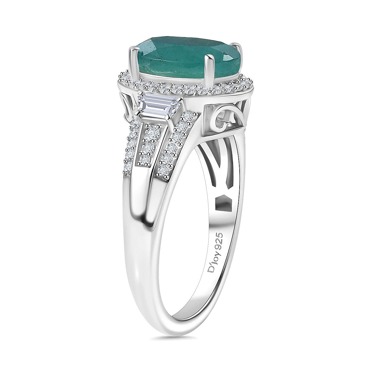 Premium Grandidierite and Moissanite 3.65 ctw Royal Majesty Ring in Rhodium Over Sterling Silver (Size 6.0) image number 3