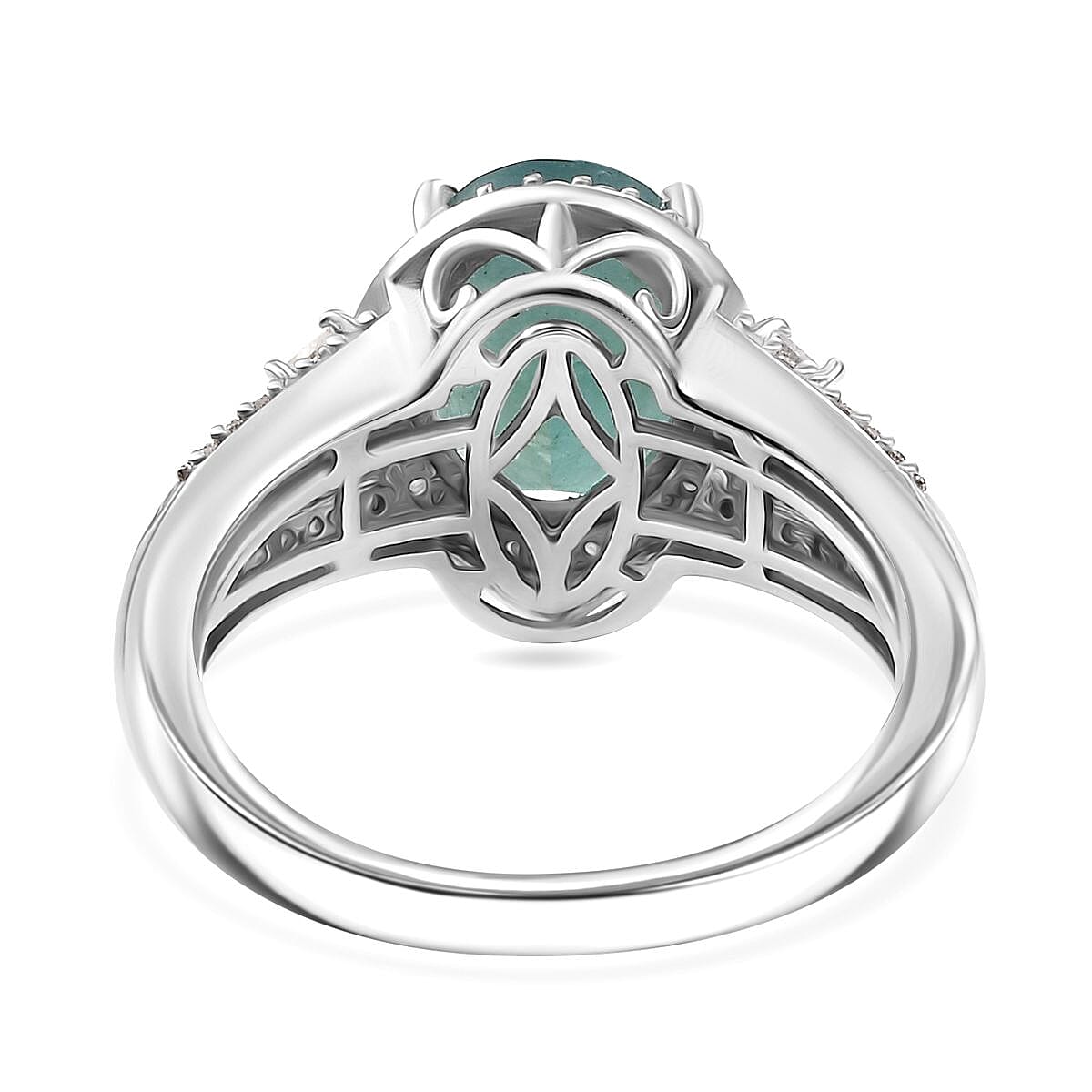 Premium Grandidierite and Moissanite 3.65 ctw Royal Majesty Ring in Rhodium Over Sterling Silver (Size 6.0) image number 4