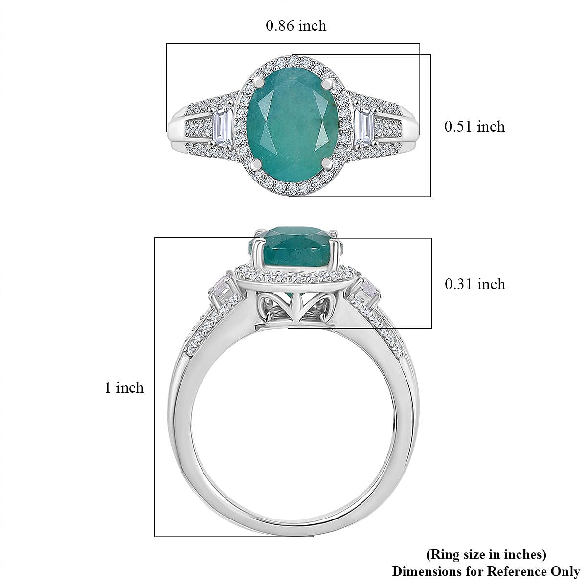 Premium Grandidierite and Moissanite 3.65 ctw Royal Majesty Ring in Rhodium Over Sterling Silver (Size 6.0) image number 5