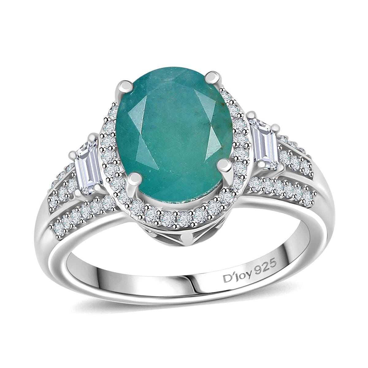 Premium Grandidierite and Moissanite 3.65 ctw Royal Majesty Ring in Rhodium Over Sterling Silver (Size 9.0) image number 0