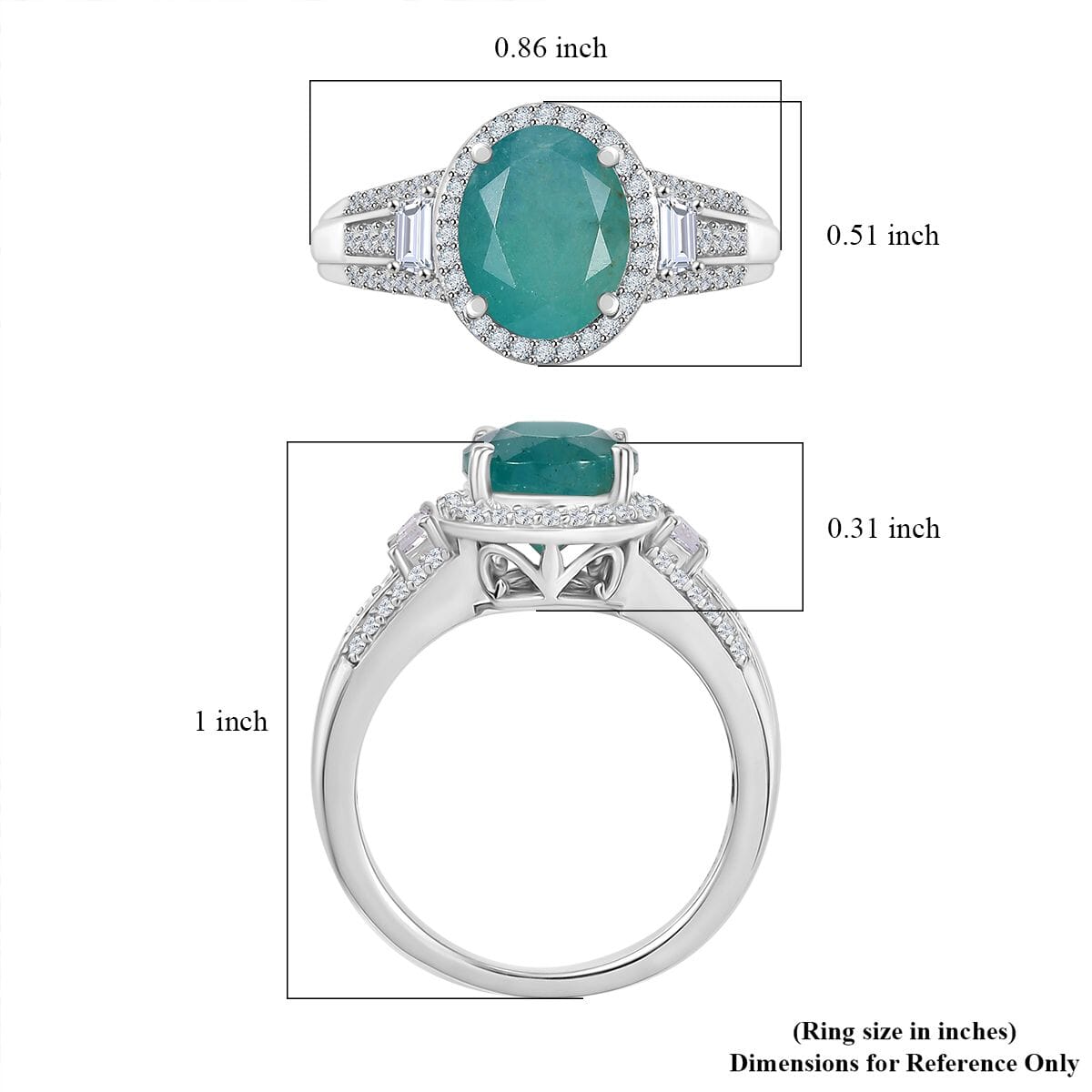Premium Grandidierite and Moissanite 3.65 ctw Royal Majesty Ring in Rhodium Over Sterling Silver (Size 9.0) image number 5