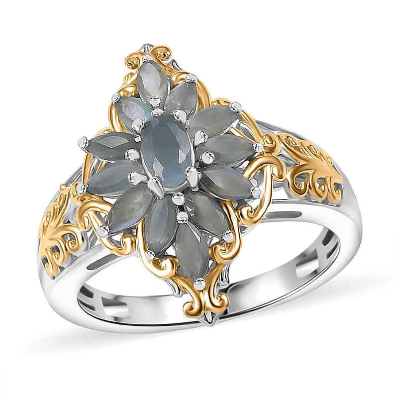 Narsipatnam Alexandrite 1.20 ctw Eternal Blossom Ring in 18K Vermeil YG and Rhodium Over Sterling Silver (Size 10.0)