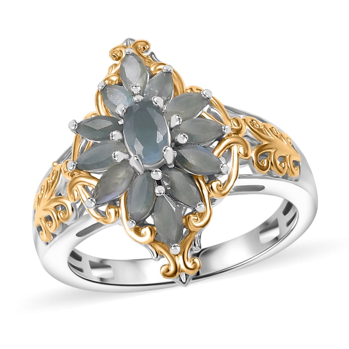 Narsipatnam Alexandrite 1.20 ctw Eternal Blossom Ring in 18K Vermeil YG and Rhodium Over Sterling Silver (Size 7.0) image number 0