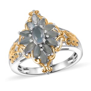 Narsipatnam Alexandrite 1.20 ctw Eternal Blossom Ring in 18K Vermeil YG and Rhodium Over Sterling Silver (Size 7.0)