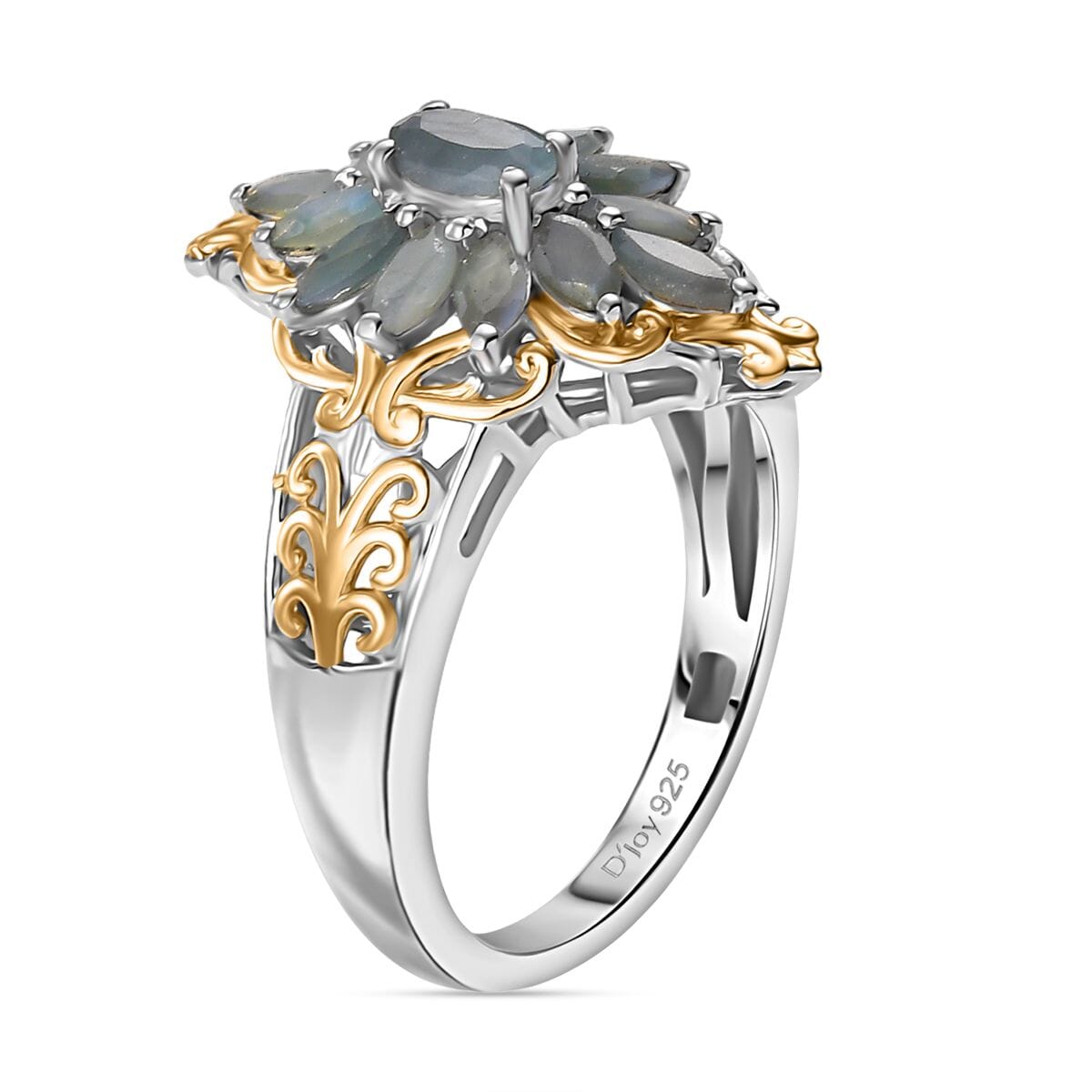Narsipatnam Alexandrite 1.20 ctw Eternal Blossom Ring in 18K Vermeil YG and Rhodium Over Sterling Silver (Size 7.0) image number 3