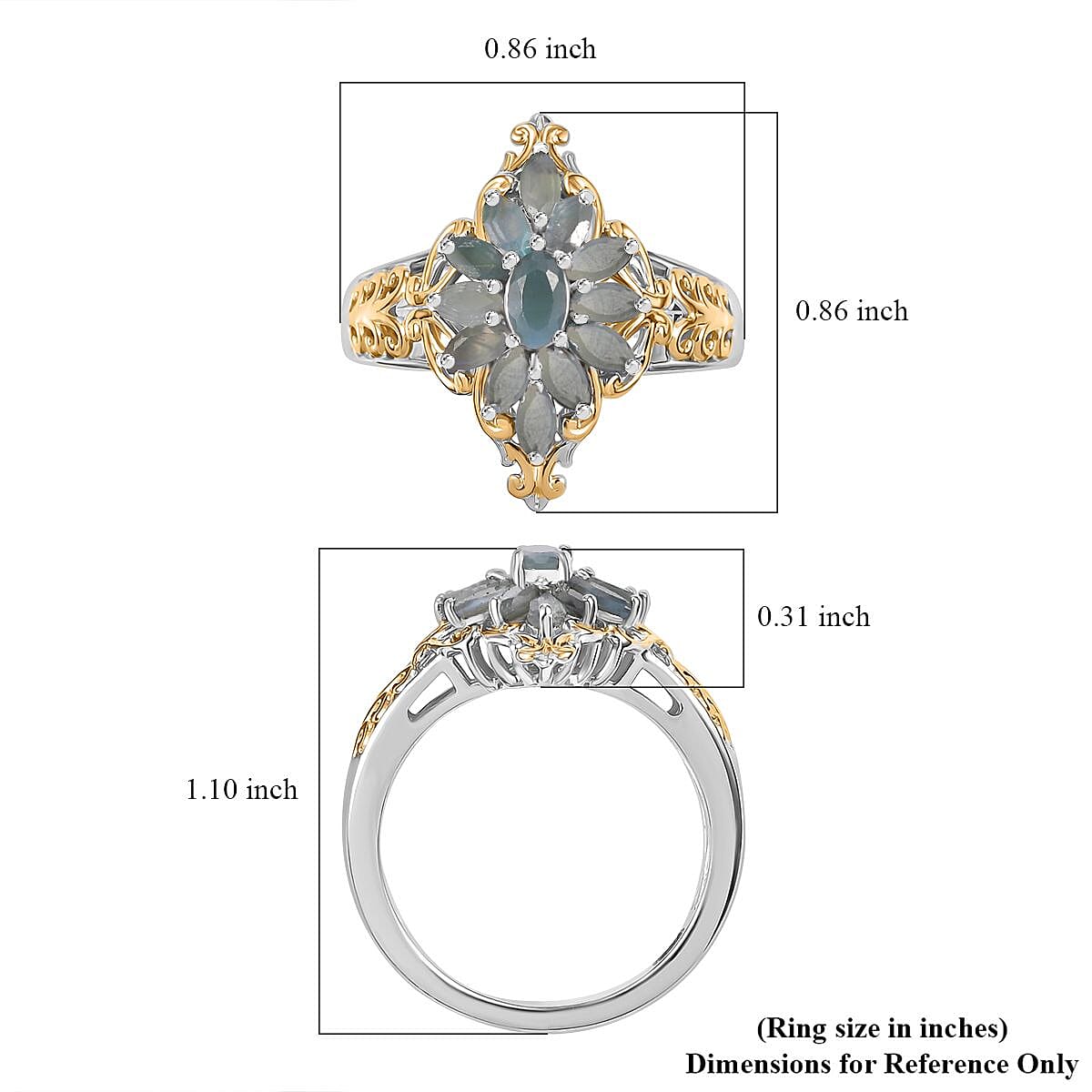 D'Joy Narsipatnam Alexandrite 1.20 ctw Eternal Blossom Ring in 18K Vermeil YG and Rhodium Over Sterling Silver (Size 7.0)