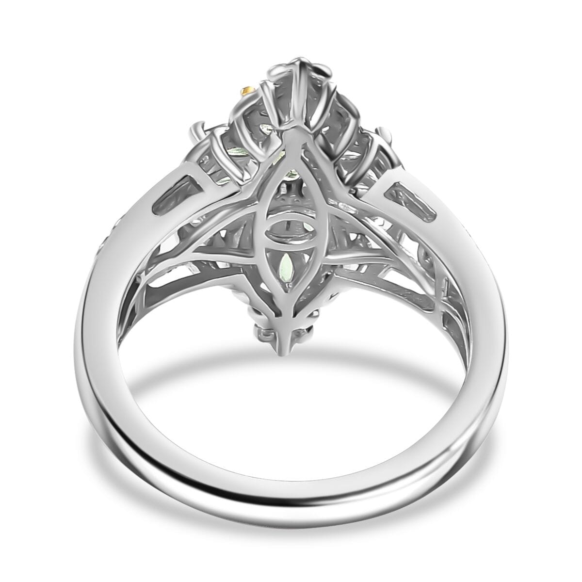 Tsavorite Garnet 1.50 ctw Eternal Blossom Ring in 18K Vermeil YG and Rhodium Over Sterling Silver (Size 9.0) image number 4