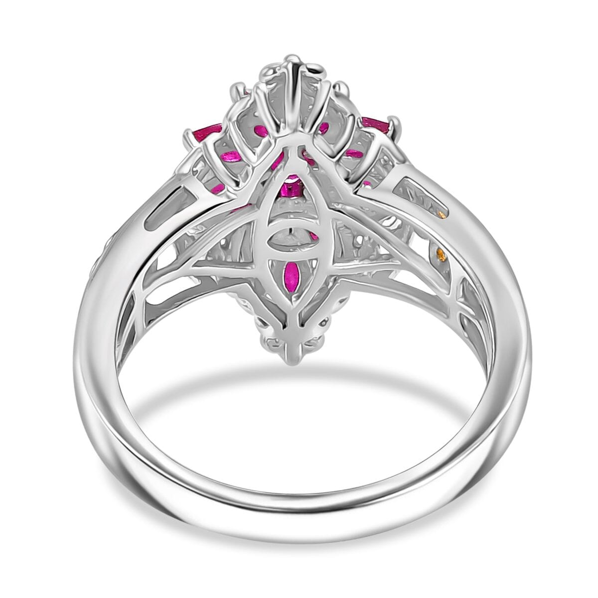 Mozambique Ruby 1.50 ctw Eternal Blossom Ring in 18K Vermeil YG and Rhodium Over Sterling Silver (Size 9.0) image number 4