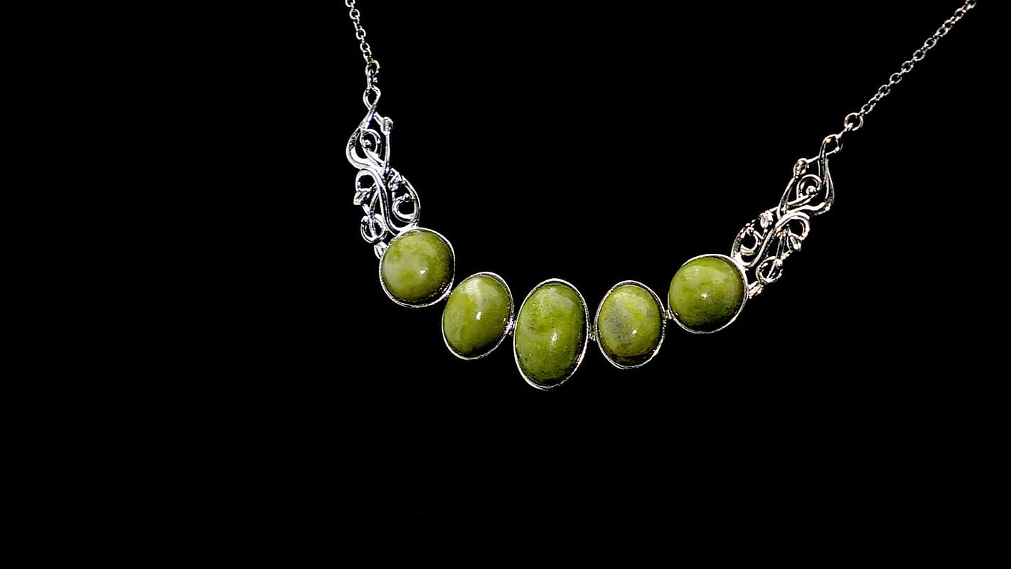 Karis Connemara Marble 22.60 ctw Verdant Grace Necklace in Platinum Bond 18 Inches