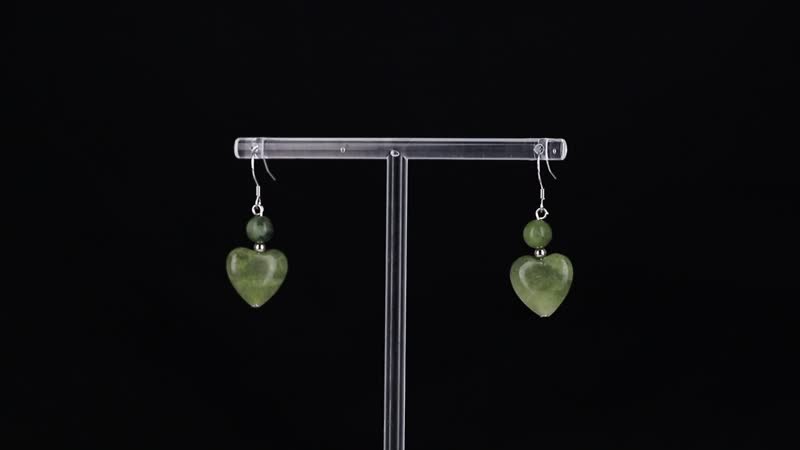 Connemara Marble 22.00 ctw Heart Earrings in Rhodium Over Sterling Silver