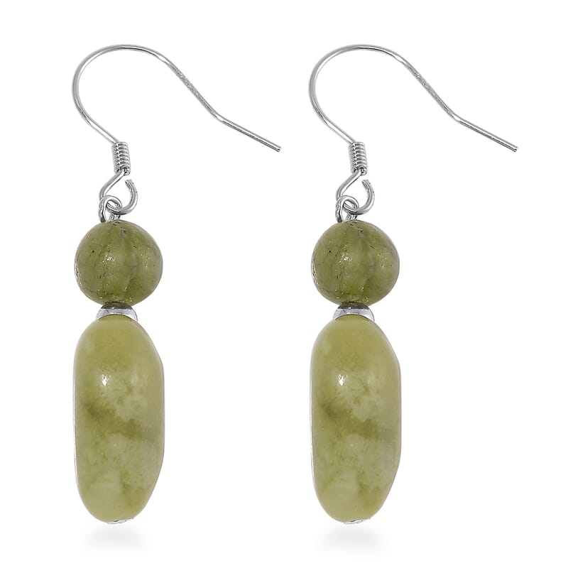 Connemara Marble 22.00 ctw Heart Earrings in Rhodium Over Sterling Silver