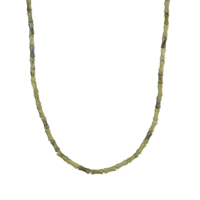 Connemara Marble Bamboo Beaded 90.00 ctw Necklace 18-20 Inches Stainless Steel