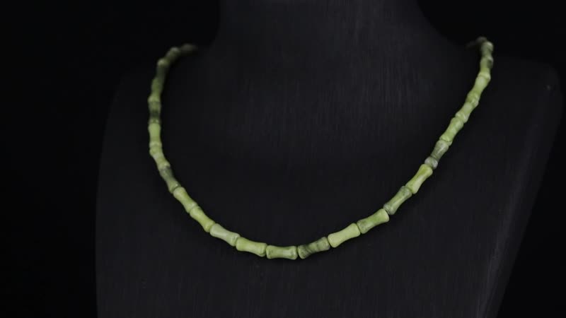 Connemara Marble Bamboo Beaded 90.00 ctw Necklace 18-20 Inches Stainless Steel