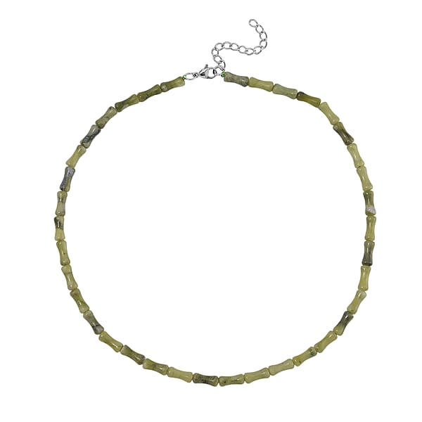 Connemara Marble Bamboo Beaded 90.00 ctw Necklace 18-20 Inches Stainless Steel  