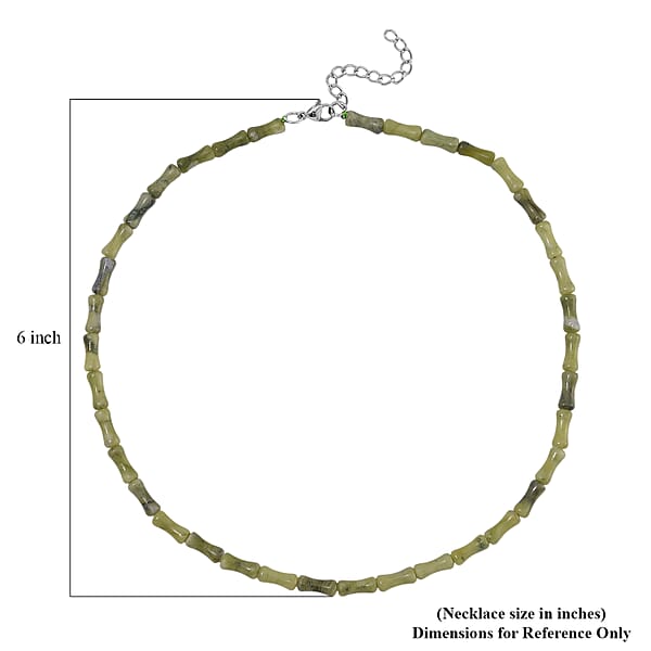 Connemara Marble Bamboo Beaded 90.00 ctw Necklace 18-20 Inches Stainless Steel  
