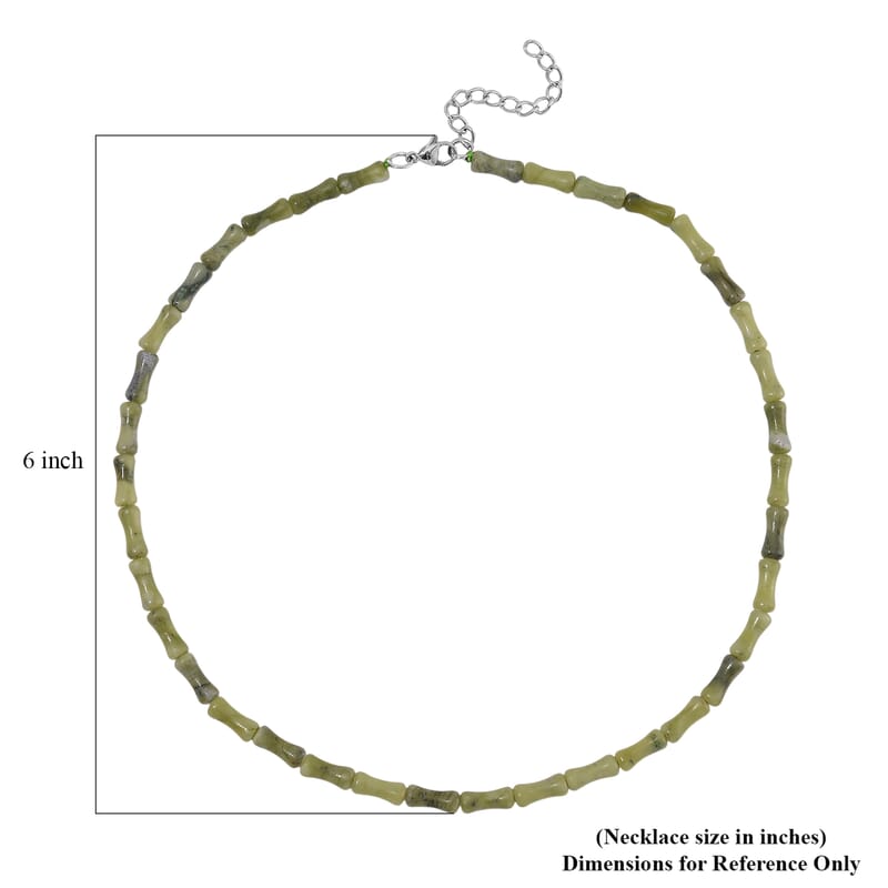 Connemara Marble Bamboo Beaded 90.00 ctw Necklace 18-20 Inches Stainless Steel