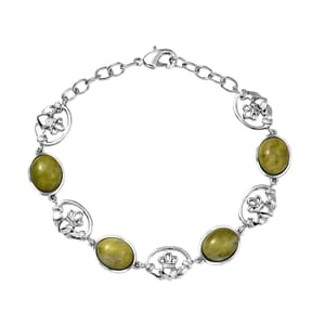 Karis Connemara Marble 13.10 ctw Claddagh Bracelet in Platinum Bond (7.25 In)