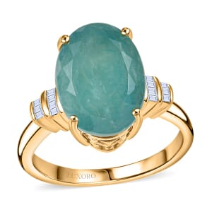 Luxoro Premium Grandidierite and G-H I2 Diamond 6.20 ctw Ring in 10K Yellow Gold (Size 10.0)