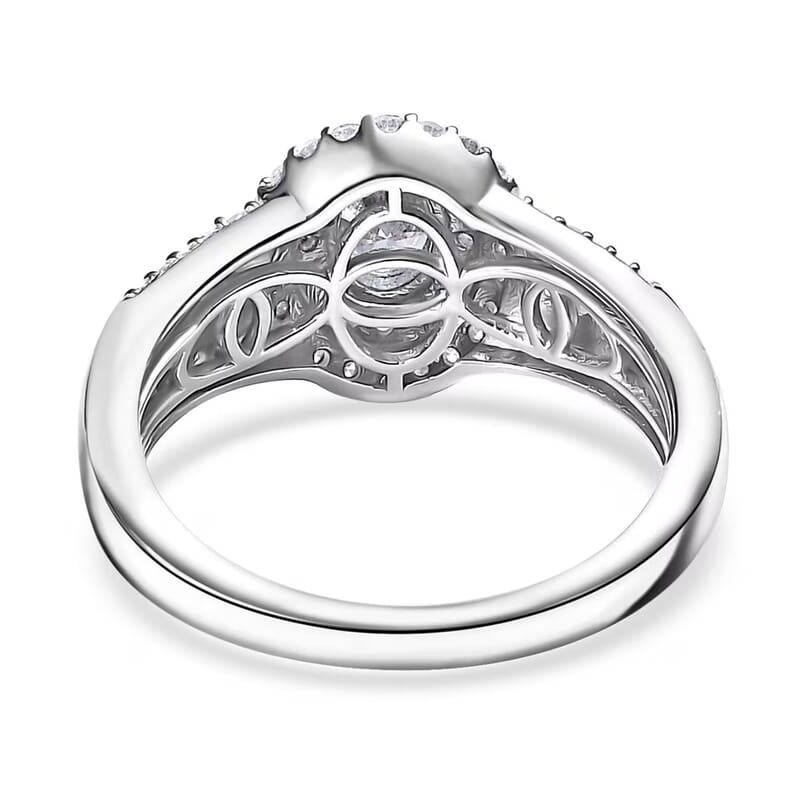 Luxuriant Lab Grown Diamond G VS 1.10 ctw Double Halo Ring in Rhodium Over Sterling Silver (Size 10.0)