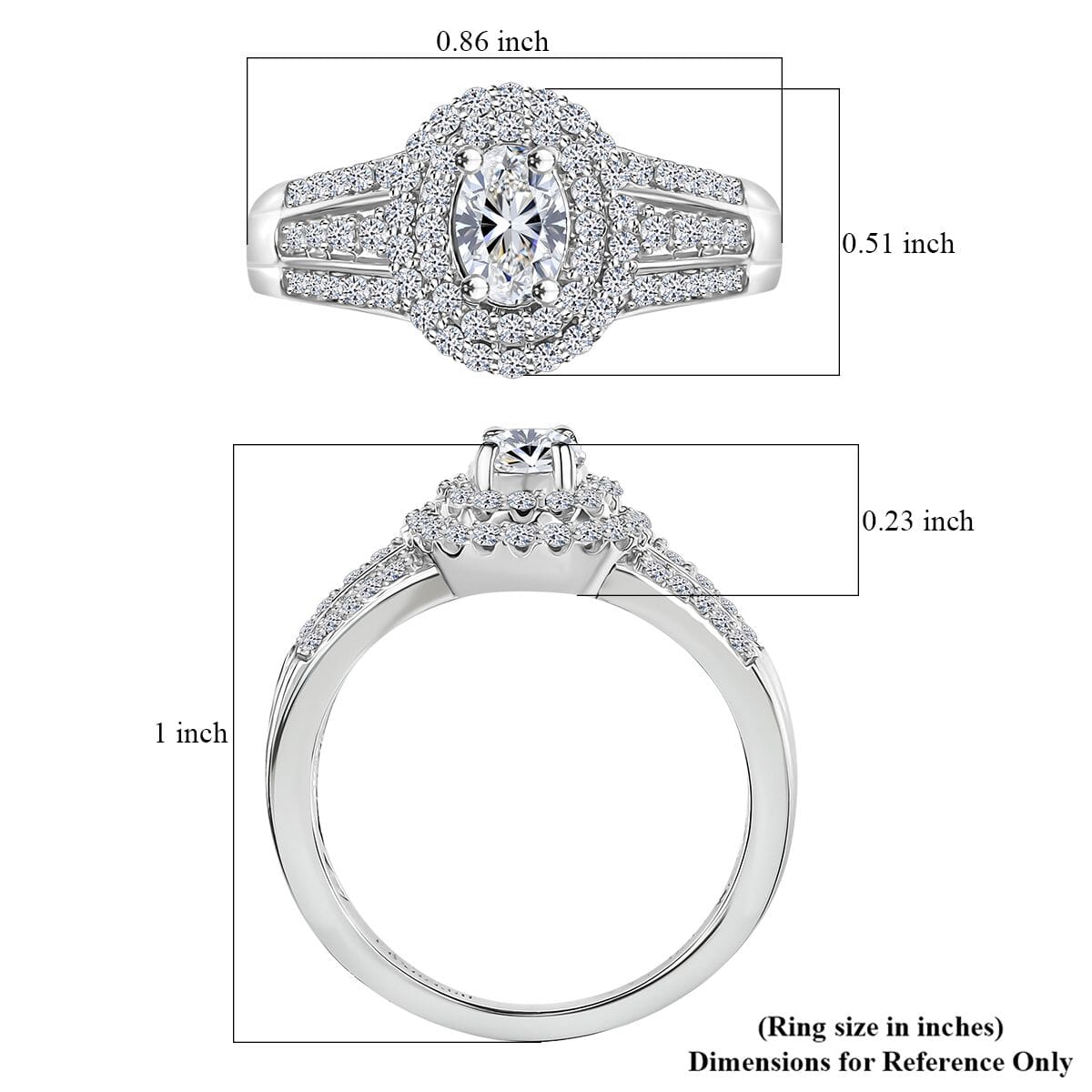 Luxuriant Lab Grown Diamond G VS 1.10 ctw Double Halo Ring in Rhodium Over Sterling Silver (Size 9.0) image number 5