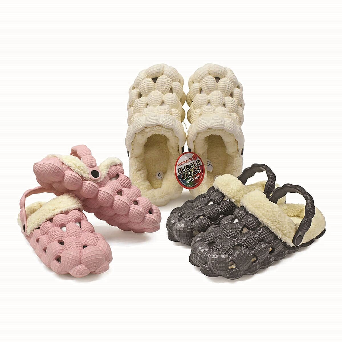 Pink Women’s EVA Bubble Clogs with Sherpa Fur Lining - Size 7 image number 1