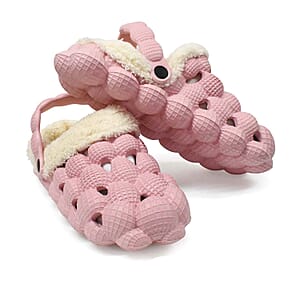 Pink Women&rsquo;s EVA Bubble Clogs with Sherpa Fur Lining - Size 10