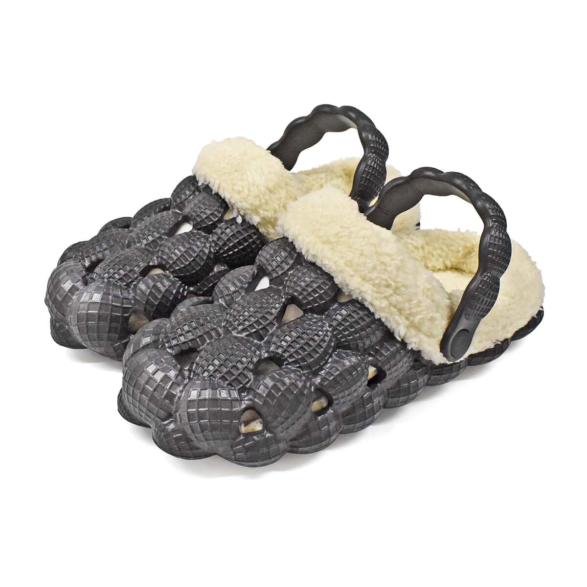 Black Women’s EVA Bubble Clogs with Sherpa Fur Lining - Size 6 image number 1