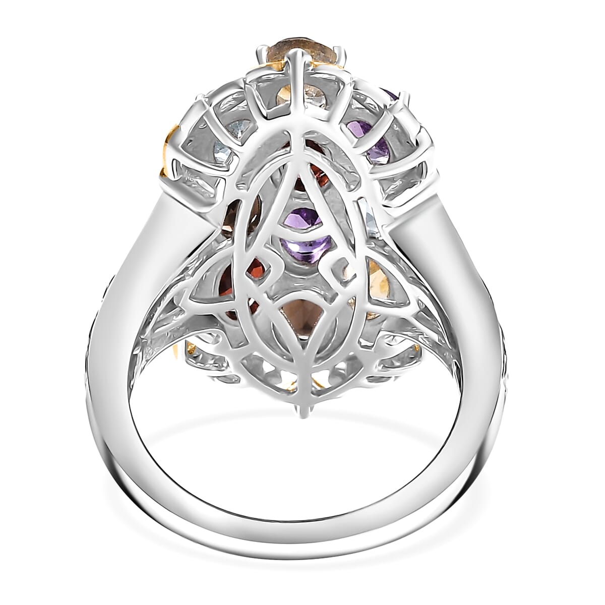 Mozambique Garnet and Multi Gemstones 4.80 ctw Ring in 18K YG Plated and Platinum Bond (Size 6.0) image number 4